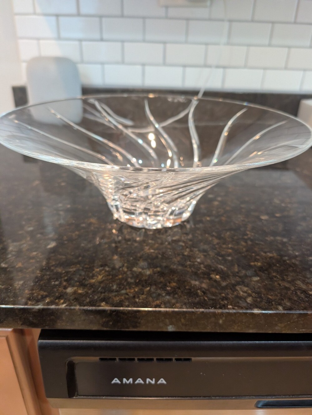Clear Crystal Swirl Centerpiece Bowl - Elegant Glass
